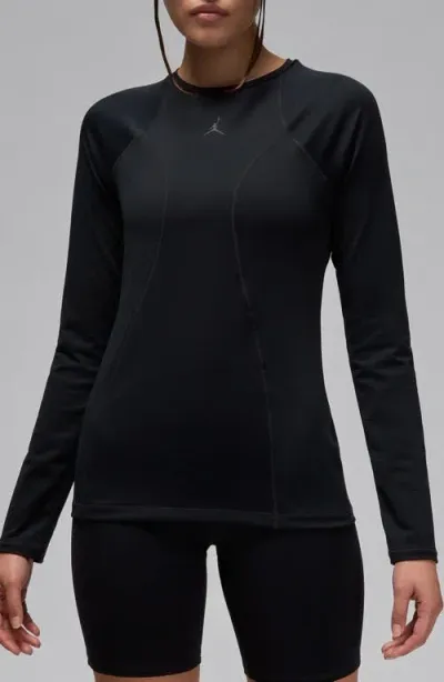 Jordan Sport Double Threat Long Sleeve Top In Black/off Noir