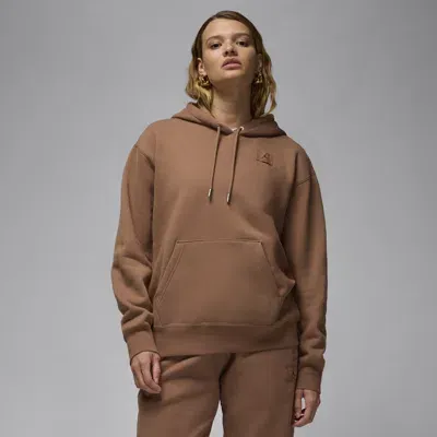 Jordan Women's  Flight Fleece Satin-lined Pullover Hoodie In Brown