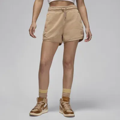 Jordan Flight French Terry Drawstring Shorts In Brown