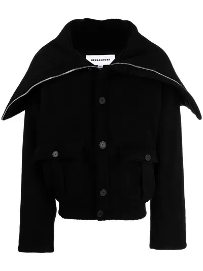 Jordanluca Long-collar Buttoned Jacket In Black