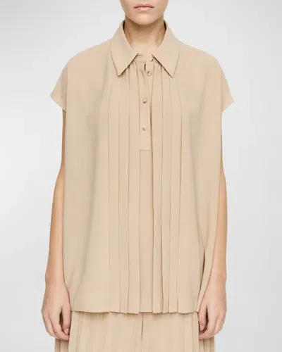 Joseph Antin Pleated Dolman-sleeve Blouse In Sesame