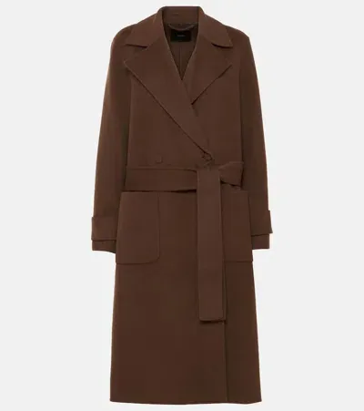 Joseph Arline Wool And Cashmere Wrap Coat In Brown