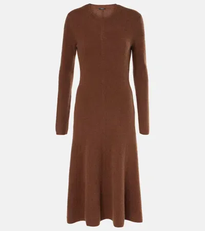 Joseph Cashmere-blend Midi Dress In Braun