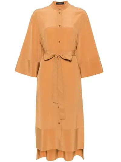 Joseph Collarless Silk Dress In Yellow & Orange