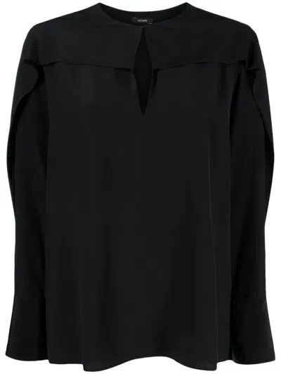 Joseph Bailie Draped Silk Blouse In Black