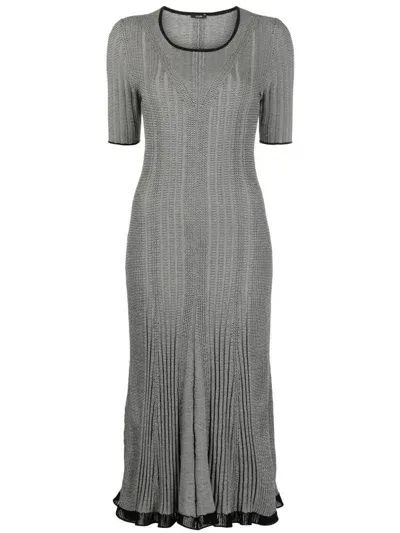 Joseph Flared Fine-knit Dress In Grey