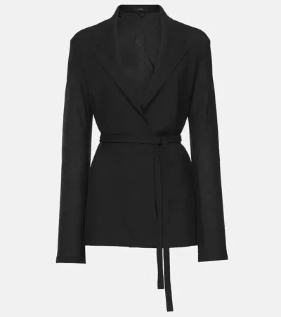 Joseph Haxo Wool-blend Voile Wrap Blazer In Black