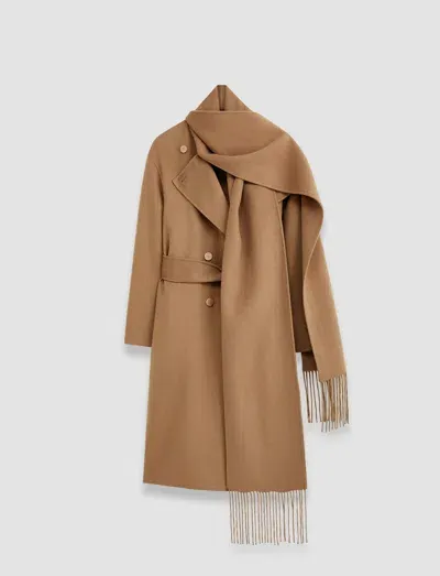 Joseph Light Double Face Fringed Lepage Coat In Oak