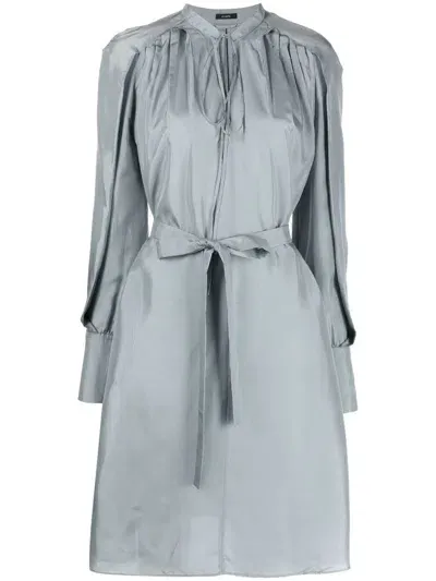 Joseph Long-sleeve Silk Dress In Grey