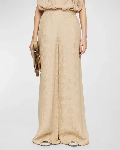 Joseph Mawn High-rise Wide-leg Jacquard Pants In Sesame