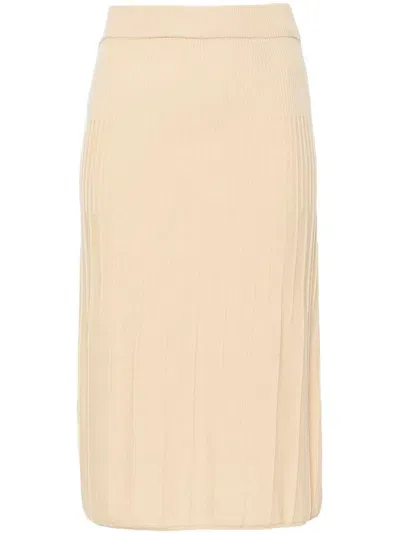 Joseph Ribbed-knit Wool Midi Skirt In Neutrals