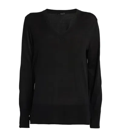 Joseph Merino-silk V-neck Sweater In Black