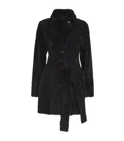 Joseph Reversible Shearling Leman Coat In Black