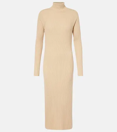 Joseph Ribbed-knit Wool And Silk Maxi Dress In Neutrals