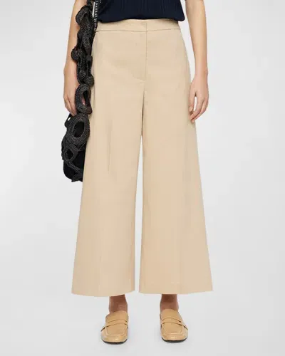 Joseph Temple Cropped Wide-leg Gabardine Pants In Sesame