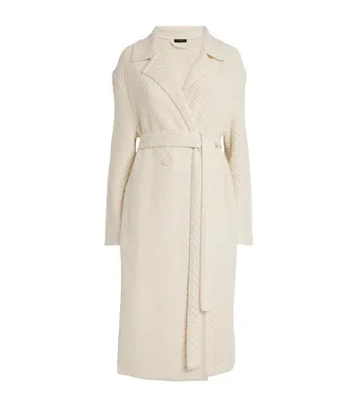 Joseph Wool-blend Diagonal Trench Coat In Ivory