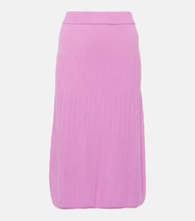 Joseph Wool Midi Skirt In Pink