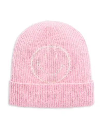 Joshua Sanders Knit Smile Outline Wool Cashmere Blend Beanie In Pink