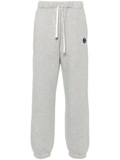 Joshua Sanders Smiley Face-embroidered Track Pants In Grey