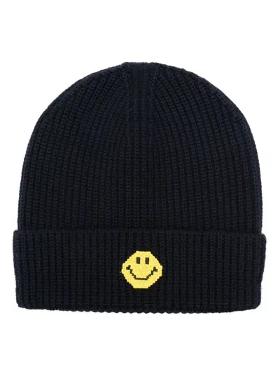 Joshua Sanders Smiley Face-patch Beanie In Blue