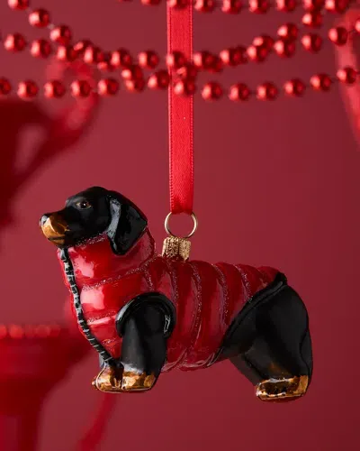 Joy To The World Collectibles Black Dachshund W/ Puffer Coat Christmas Ornament