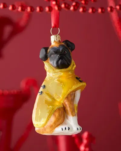 Joy To The World Collectibles Boxer In Yellow Raincoat Christmas Ornament