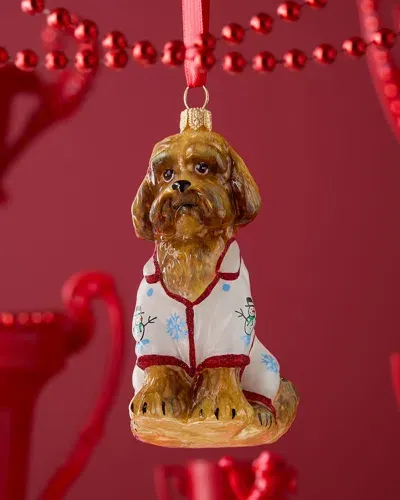 Joy To The World Collectibles Labradoodle In Christmas Pjs Ornament In Brown