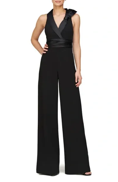 Js Collections Janice Satin Trim Crepe Jumpsuit In Black