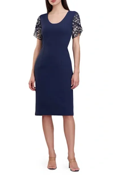 Js Collections Jessie Bead Embellished Cocktail Dress In Deep Navy