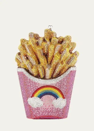 Judith Leiber French Fries Rainbow Clutch Bag In Pink