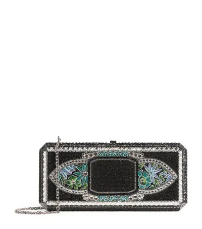 Judith Leiber Slim Rectangle Lotus Gem Clutch Bag In Black