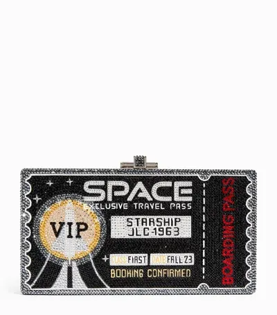 Judith Leiber Space Ticket Clutch Bag In Black