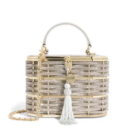 Judith Leiber Willow Woven Crystal-embellished Metallic Leather And Gold-tone Tote