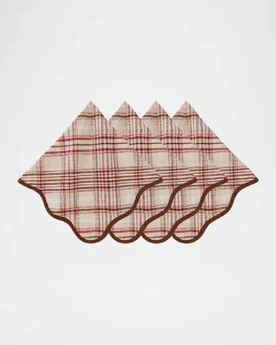 Juliska Harvest Tartan Napkins, Set Of 4 In Mulberry/brown