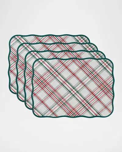 Juliska Merry Tartan Placemats, Set Of 4 In Mulberry/brown