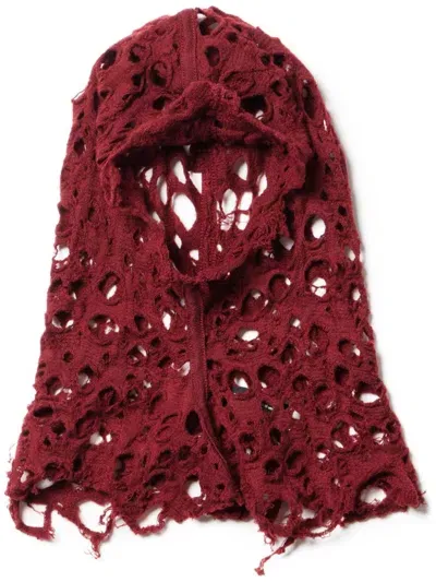 Julius Distressed-effect Balaclava In Red