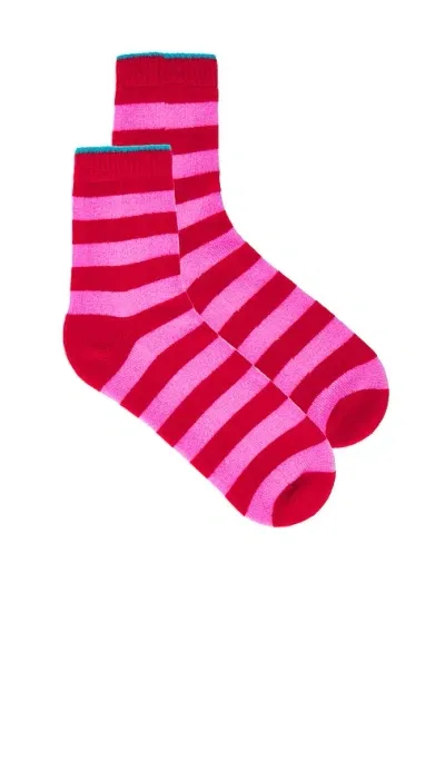 Jumper 1234 Tipped Stripe Socks In Red & Peony