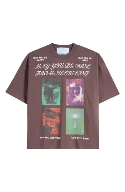 Jungles Free From Suffering Cotton Graphic T-shirt In Brown