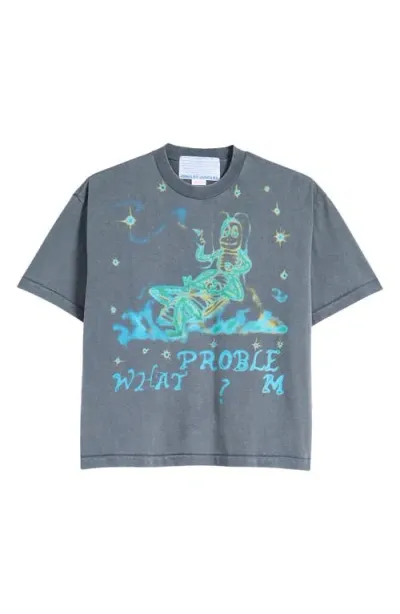 Jungles What Problem Cotton Graphic T-shirt In Steel Blue