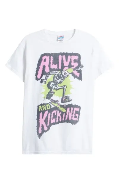 Junk Food Alive & Kicking Cotton Graphic T-shirt In White