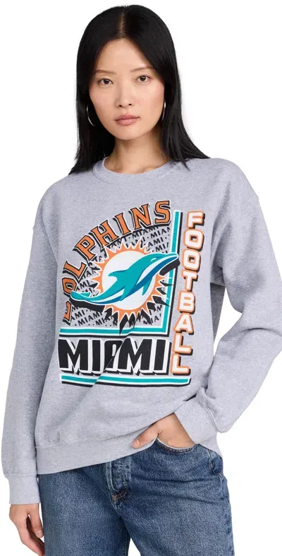 Junk Food Dolphins Backfield Crew Sweatshirt Heather Grey