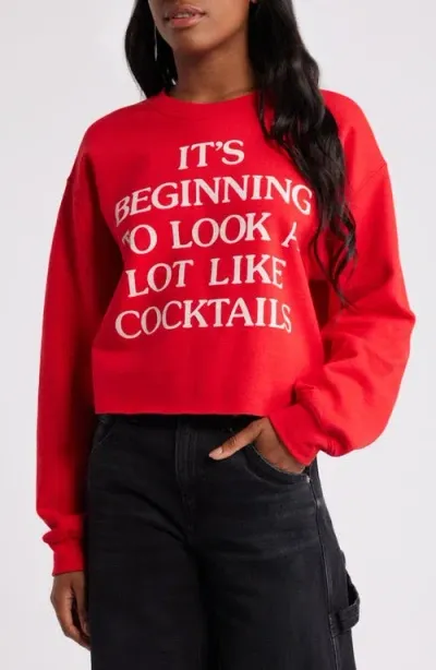 Junk Food It's Beginning Holiday Cotton Graphic Sweatshirt In Red