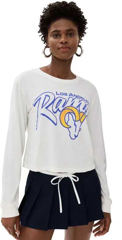 Junk Food Rams Touchdown Long Sleeve Crop Tee White