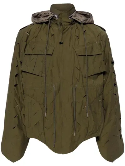 Juntae Kim Cut-out Military Jacket In Green