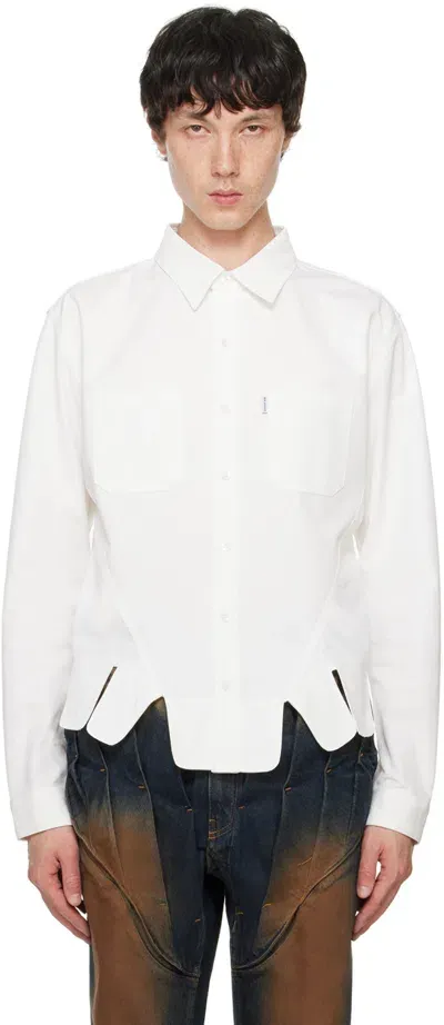 Juntae Kim Square Petal Corset Shirt In White