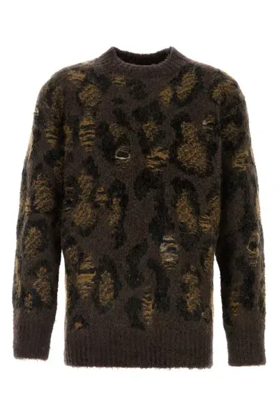 Junya Watanabe Embroidered Wool Blend Sweater In Brown