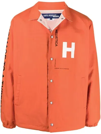 Junya Watanabe Logo-detail Shirt Jacket In Orange