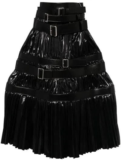 Junya Watanabe Black Tiered Belted Maxi Skirt