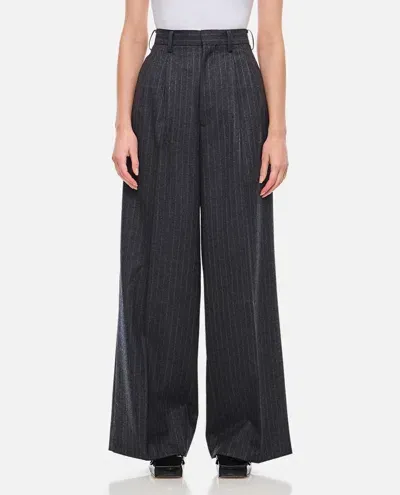 Junya Watanabe Wool Stripe Straight Leg Pants In Grey