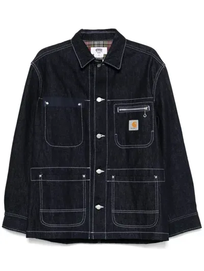 Junya Watanabe X Carhartt Logo-patch Coat In Indigo